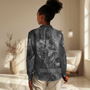 Kek and Kauket Egyptian Women Casual Shirt Primordial Darkness Design Cosmic Frogs and Serpents
