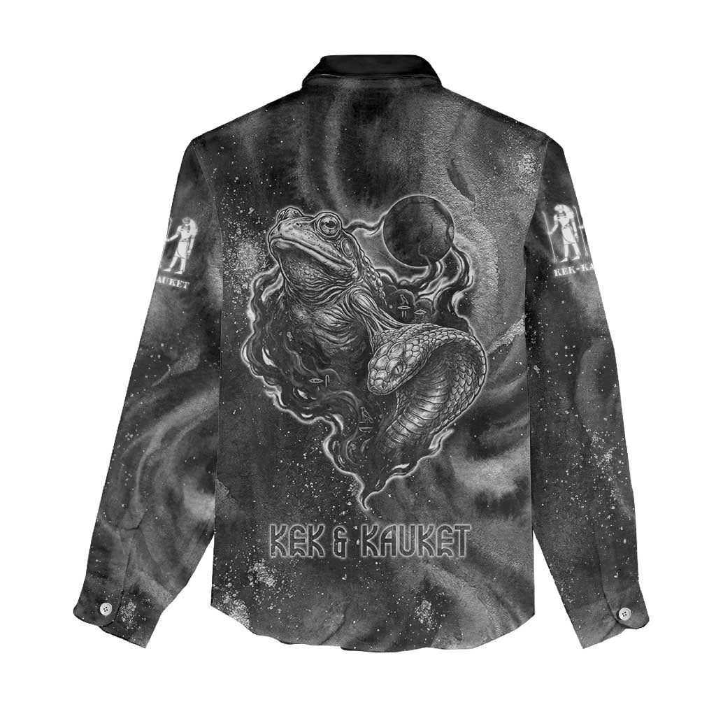 Kek and Kauket Egyptian Women Casual Shirt Primordial Darkness Design Cosmic Frogs and Serpents