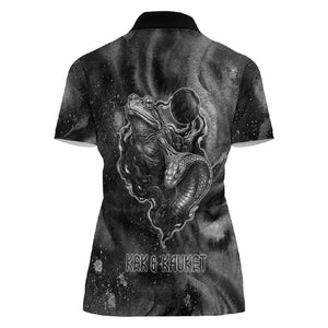 Kek and Kauket Egyptian Women Polo Shirt Primordial Darkness Design Cosmic Frogs and Serpents