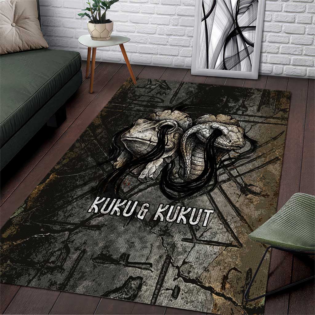 Egypt Kek and Kauket Area Rug Ancient Void Theme with Frog and Serpent Duality