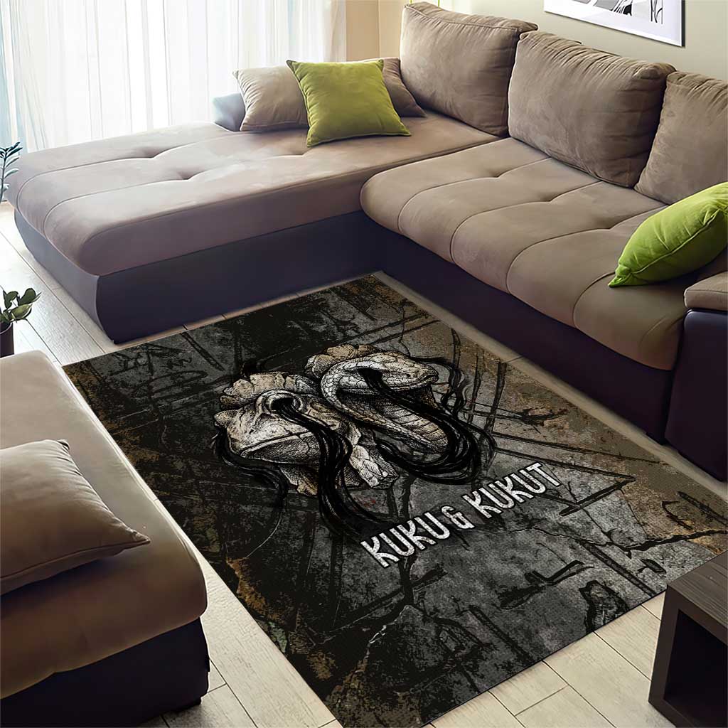 Egypt Kek and Kauket Area Rug Ancient Void Theme with Frog and Serpent Duality