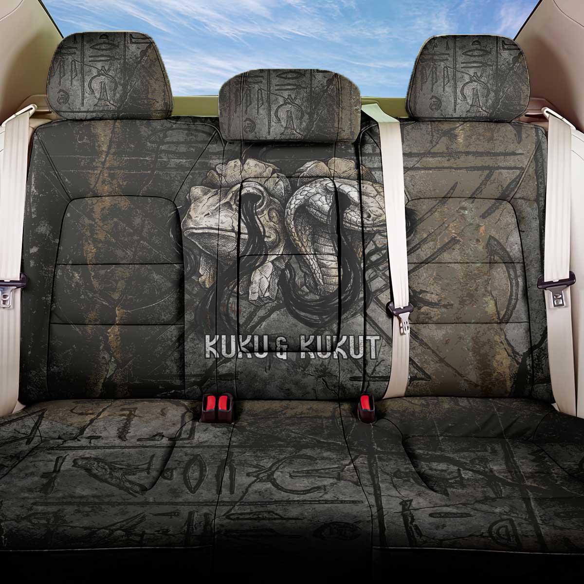 Egypt Kek and Kauket Back Car Seat Cover Ancient Void Theme with Frog and Serpent Duality