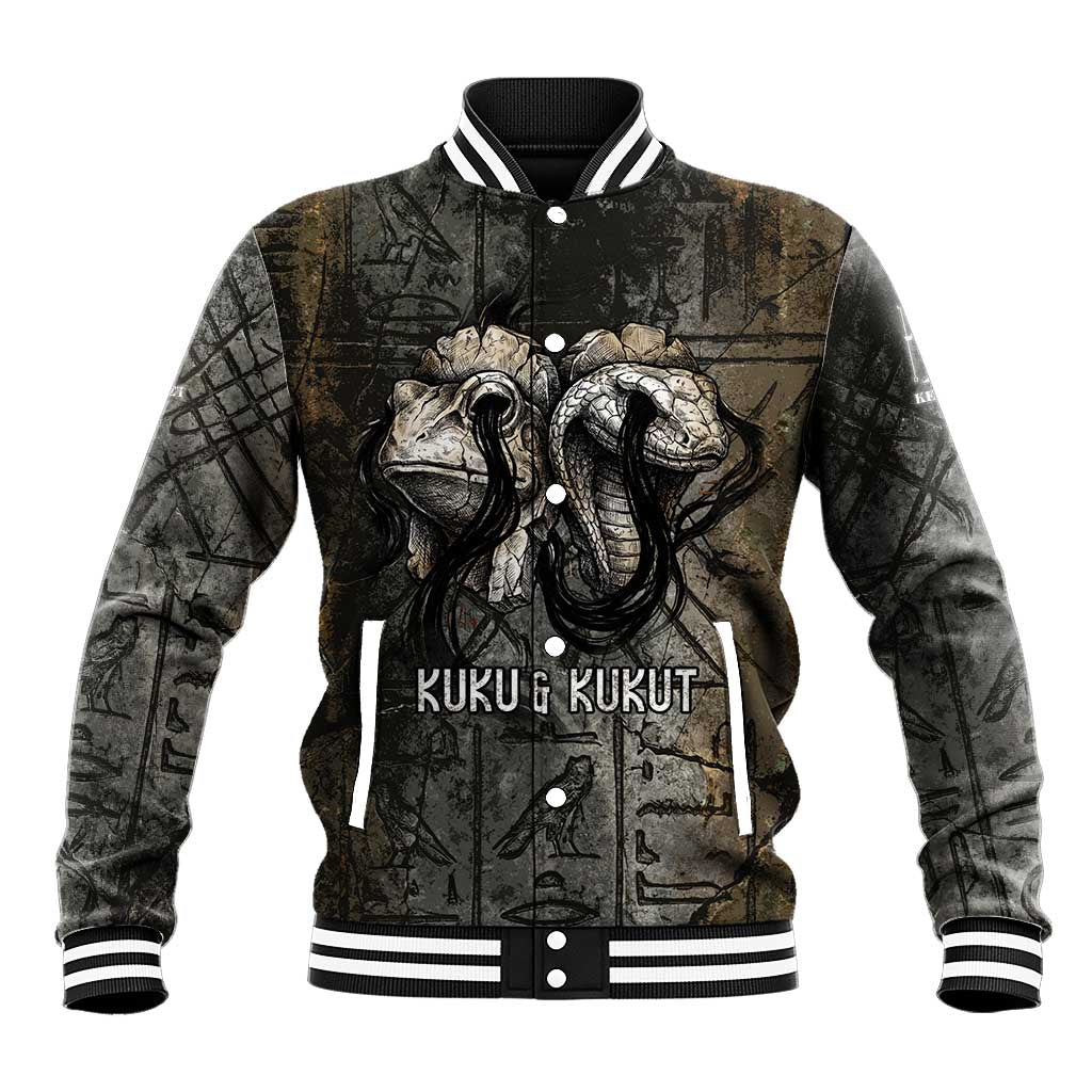 Egypt Kek and Kauket Baseball Jacket Ancient Void Theme with Frog and Serpent Duality
