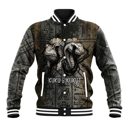 Egypt Kek and Kauket Baseball Jacket Ancient Void Theme with Frog and Serpent Duality