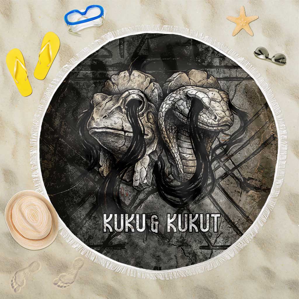 Egypt Kek and Kauket Beach Blanket Ancient Void Theme with Frog and Serpent Duality