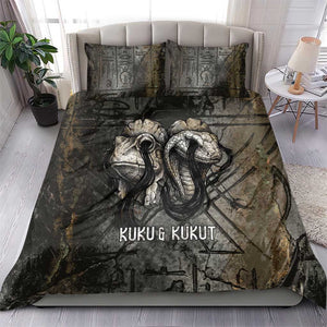 Egypt Kek and Kauket Bedding Set Ancient Void Theme with Frog and Serpent Duality