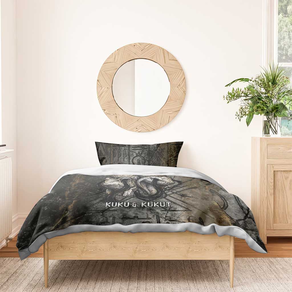 Egypt Kek and Kauket Bedding Set Ancient Void Theme with Frog and Serpent Duality
