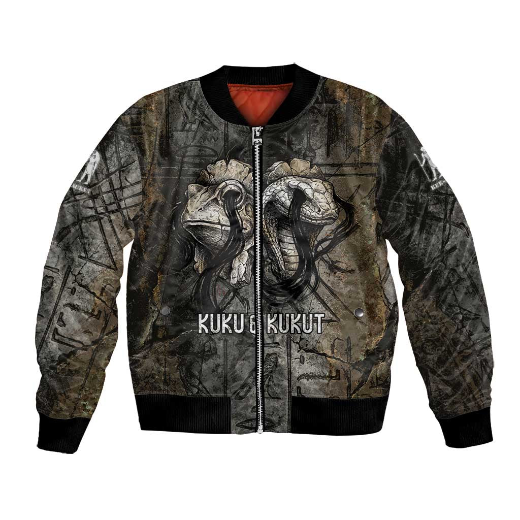 Egypt Kek and Kauket Bomber Jacket Ancient Void Theme with Frog and Serpent Duality