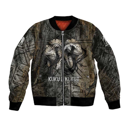 Egypt Kek and Kauket Bomber Jacket Ancient Void Theme with Frog and Serpent Duality
