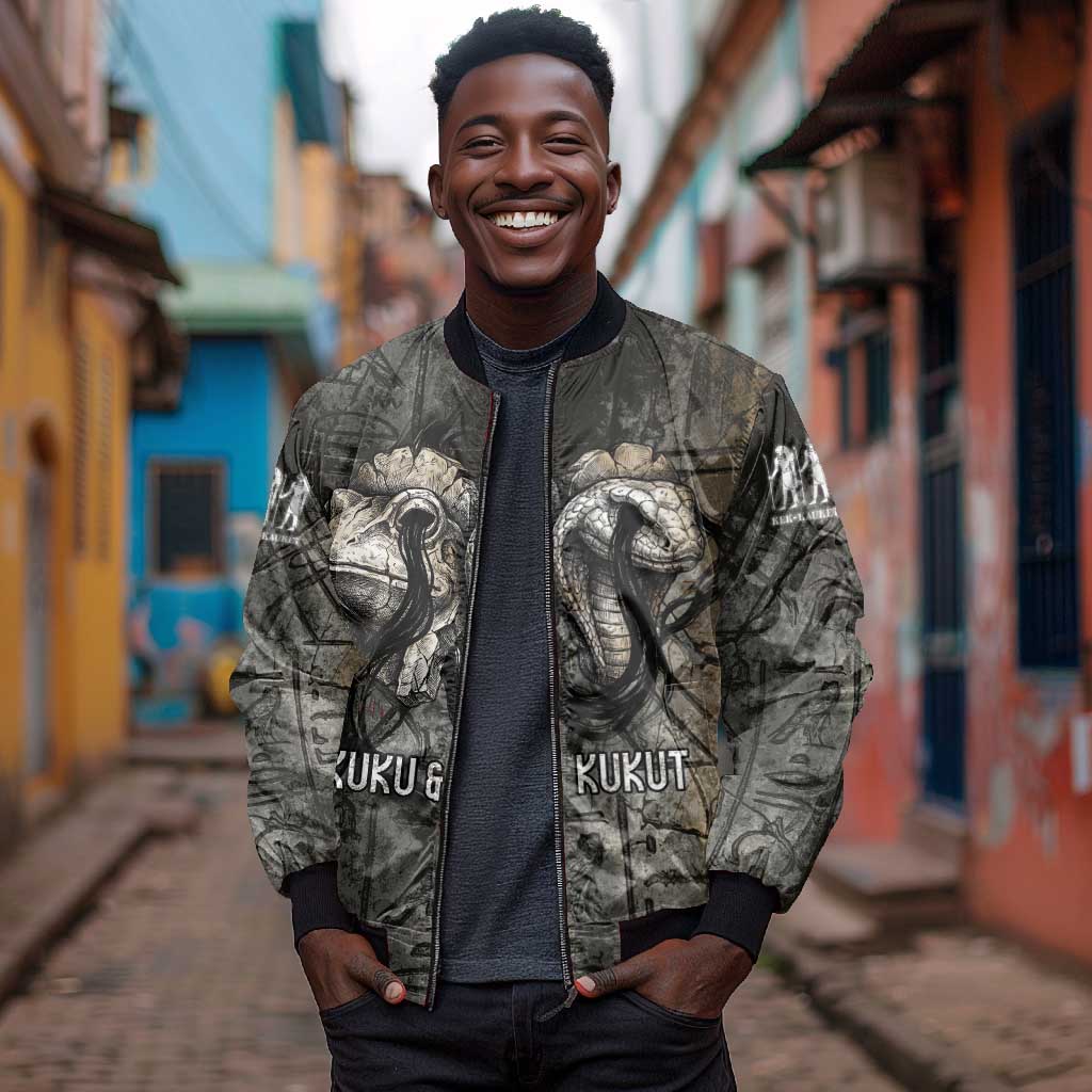 Egypt Kek and Kauket Bomber Jacket Ancient Void Theme with Frog and Serpent Duality