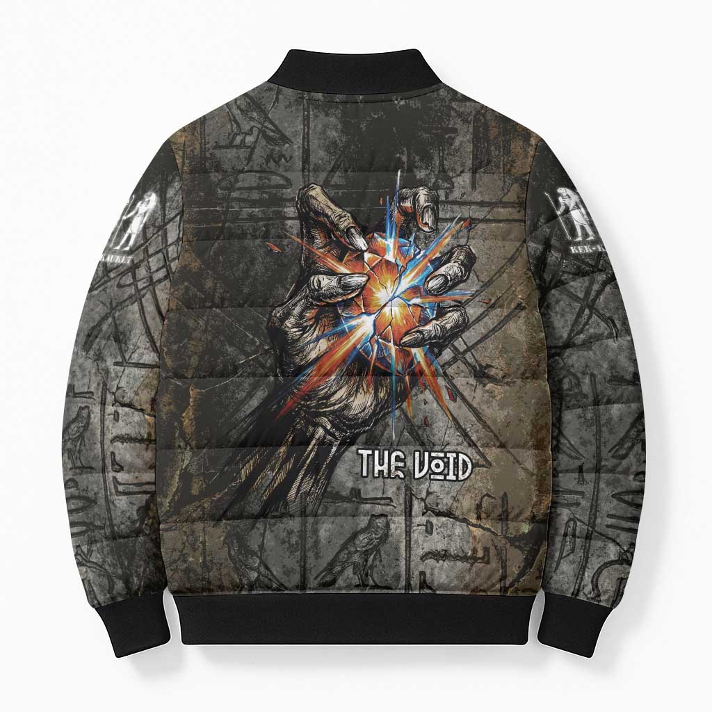 Egypt Kek and Kauket Bomber Puffer Jacket Ancient Void Theme with Frog and Serpent Duality