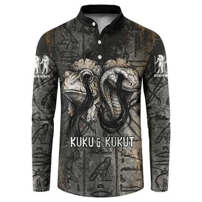 Egypt Kek and Kauket Button Sweatshirt Ancient Void Theme with Frog and Serpent Duality