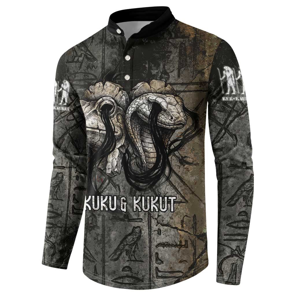 Egypt Kek and Kauket Button Sweatshirt Ancient Void Theme with Frog and Serpent Duality