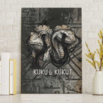 Egypt Kek and Kauket Canvas Wall Art Ancient Void Theme with Frog and Serpent Duality