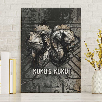 Egypt Kek and Kauket Canvas Wall Art Ancient Void Theme with Frog and Serpent Duality