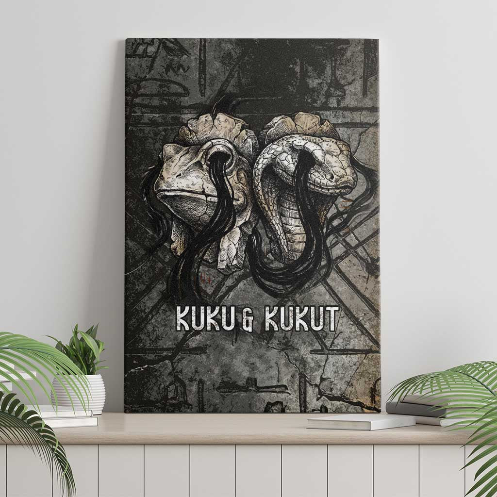 Egypt Kek and Kauket Canvas Wall Art Ancient Void Theme with Frog and Serpent Duality