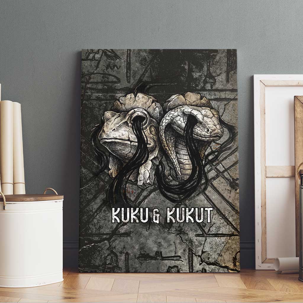 Egypt Kek and Kauket Canvas Wall Art Ancient Void Theme with Frog and Serpent Duality