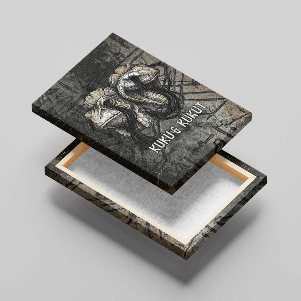 Egypt Kek and Kauket Canvas Wall Art Ancient Void Theme with Frog and Serpent Duality