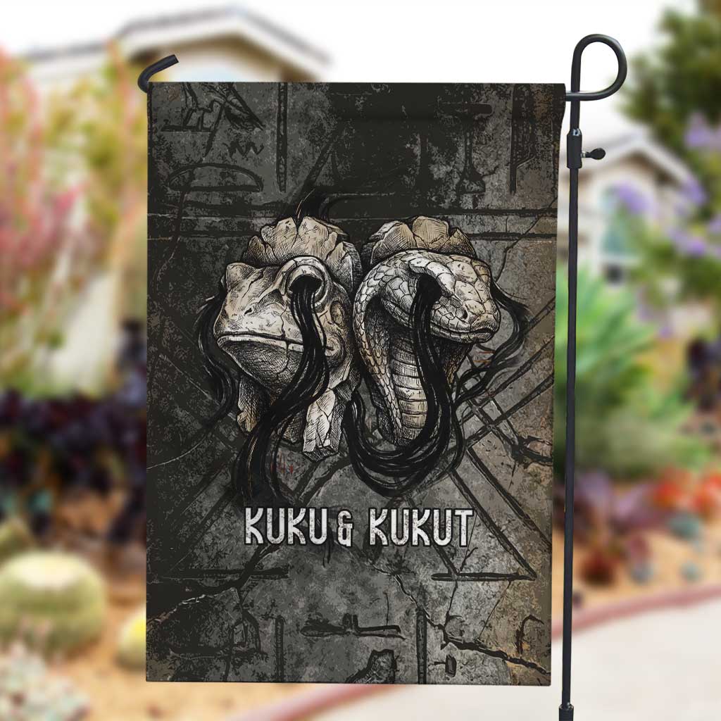 Egypt Kek and Kauket Garden Flag Ancient Void Theme with Frog and Serpent Duality