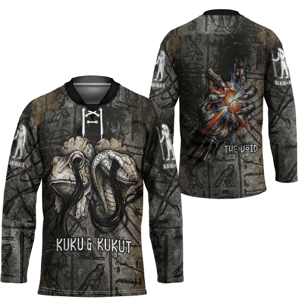 Egypt Kek and Kauket Hockey Jersey Ancient Void Theme with Frog and Serpent Duality