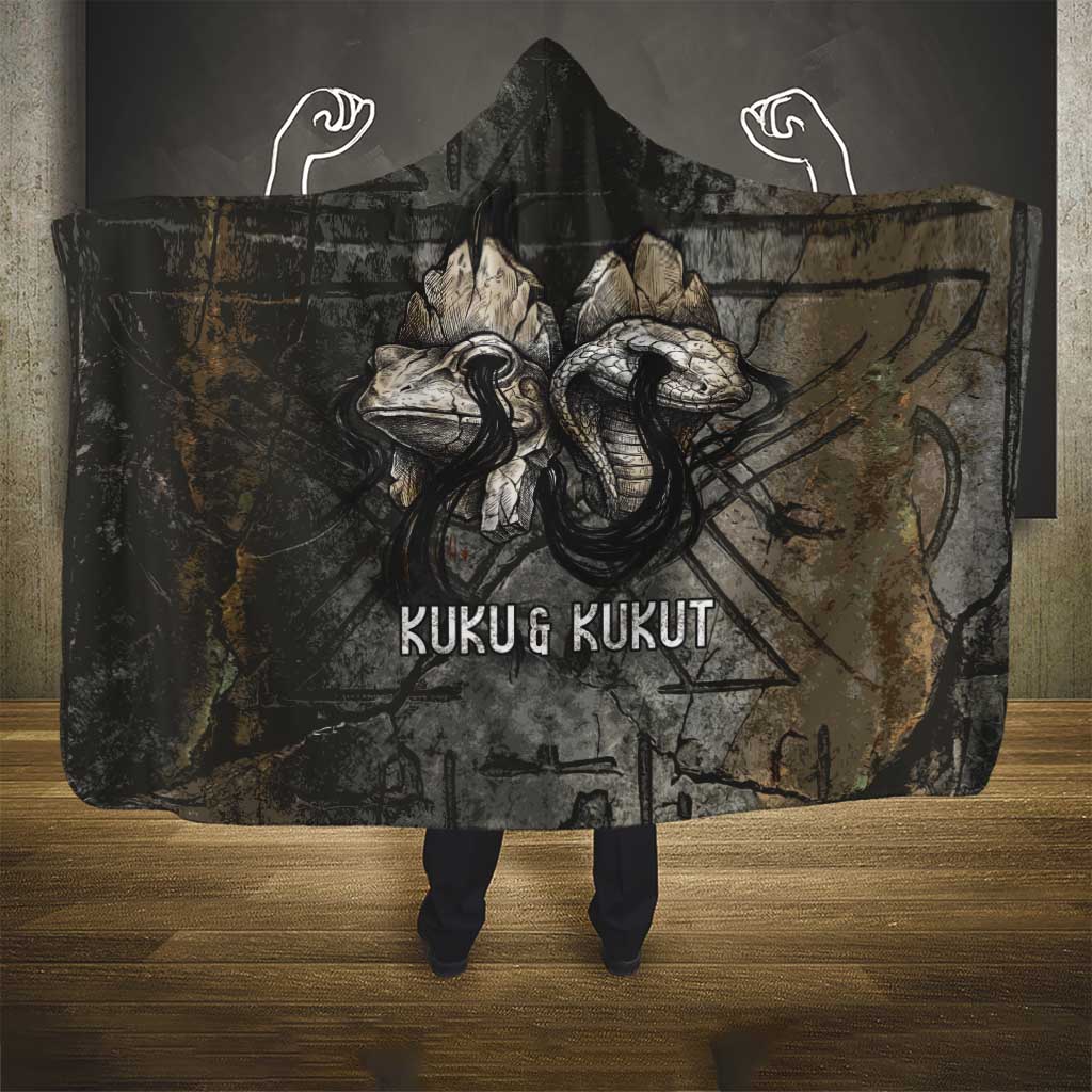 Egypt Kek and Kauket Hooded Blanket Ancient Void Theme with Frog and Serpent Duality