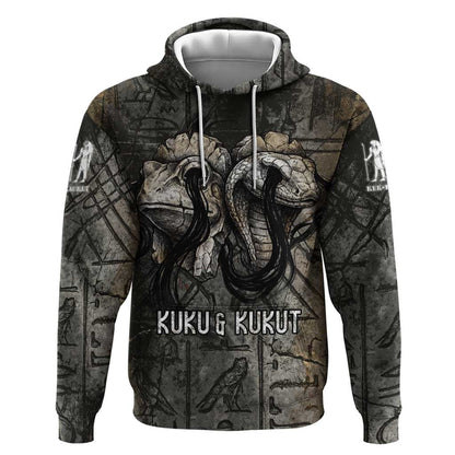 Egypt Kek and Kauket Hoodie Ancient Void Theme with Frog and Serpent Duality