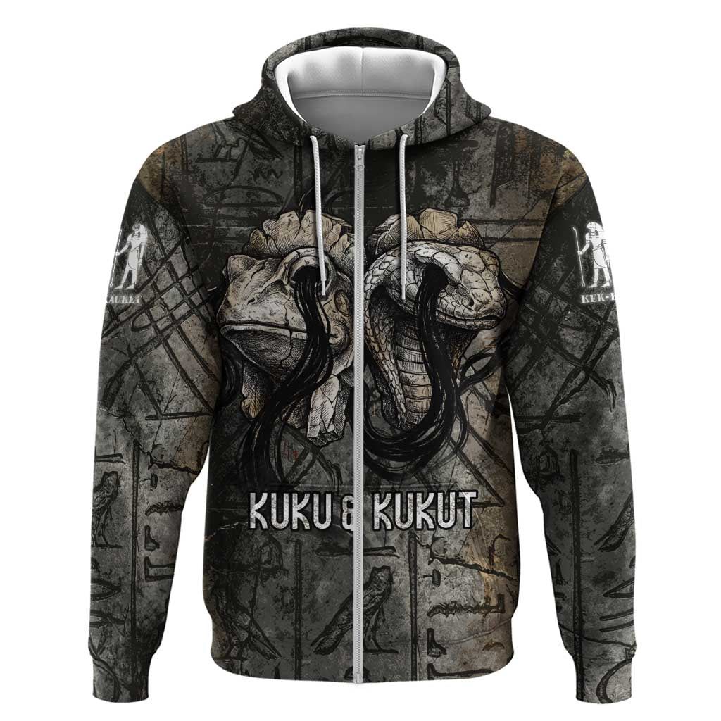 Egypt Kek and Kauket Hoodie Ancient Void Theme with Frog and Serpent Duality