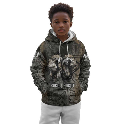 Egypt Kek and Kauket Kid Hoodie Ancient Void Theme with Frog and Serpent Duality