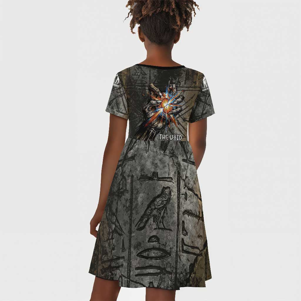 Egypt Kek and Kauket Kid Short Sleeve Dress Ancient Void Theme with Frog and Serpent Duality
