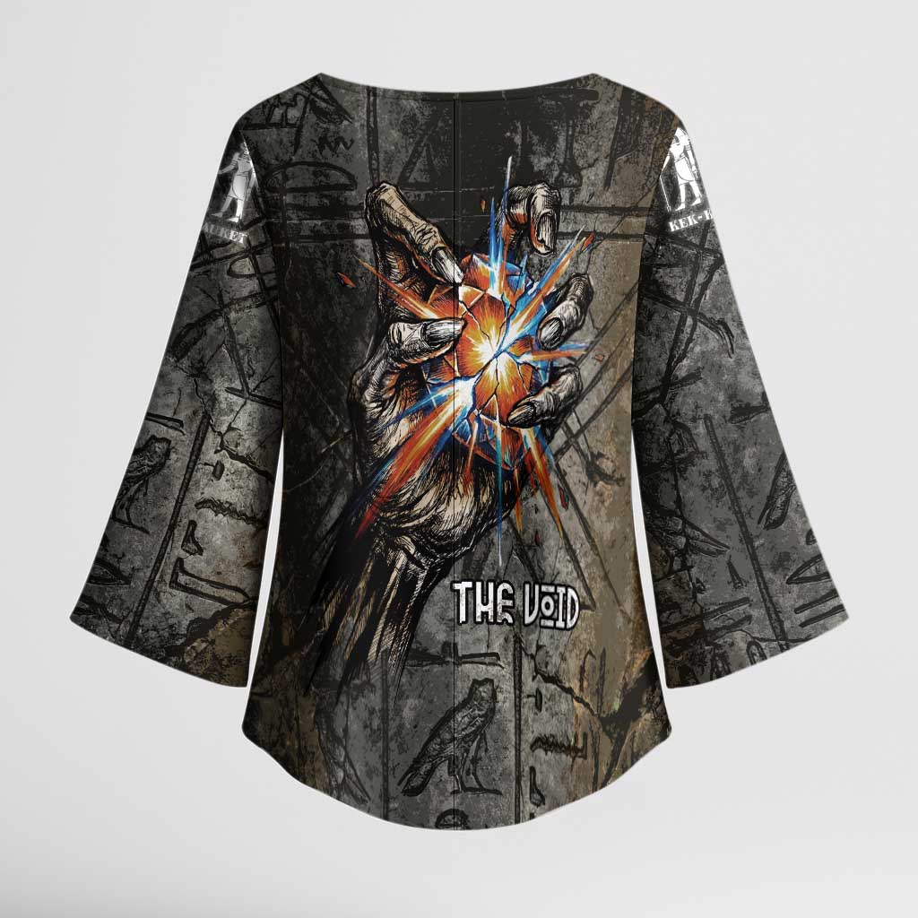 Egypt Kek and Kauket Kimono Sleeve Blouse Ancient Void Theme with Frog and Serpent Duality