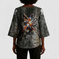 Egypt Kek and Kauket Kimono Sleeve Blouse Ancient Void Theme with Frog and Serpent Duality