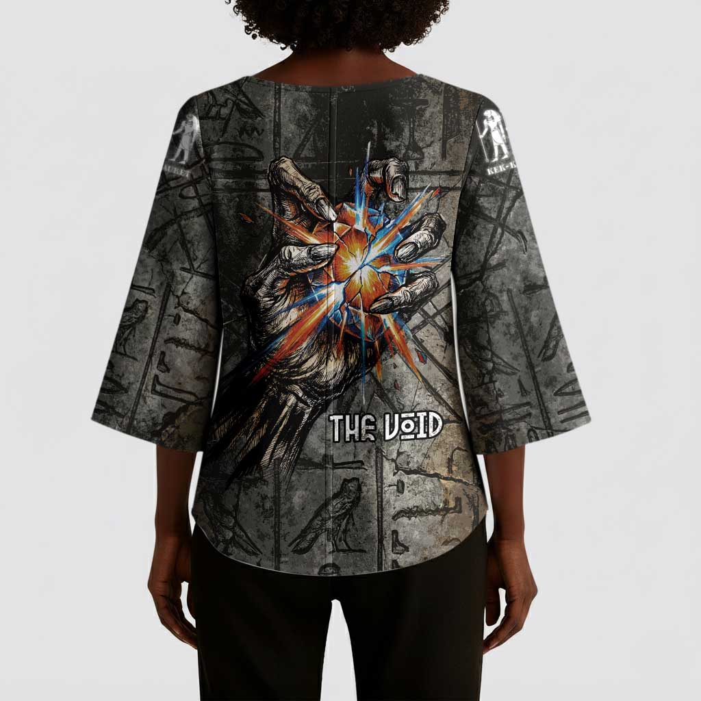 Egypt Kek and Kauket Kimono Sleeve Blouse Ancient Void Theme with Frog and Serpent Duality