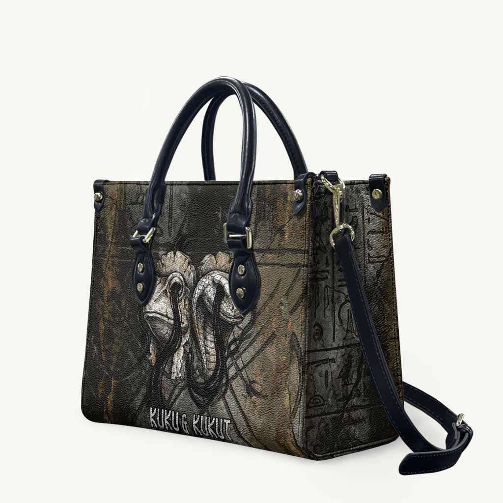 Egypt Kek and Kauket Leather Bag Ancient Void Theme with Frog and Serpent Duality