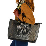 Egypt Kek and Kauket Leather Tote Bag Ancient Void Theme with Frog and Serpent Duality