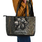 Egypt Kek and Kauket Leather Tote Bag Ancient Void Theme with Frog and Serpent Duality