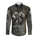 Egypt Kek and Kauket Long Sleeve Button Shirt Ancient Void Theme with Frog and Serpent Duality