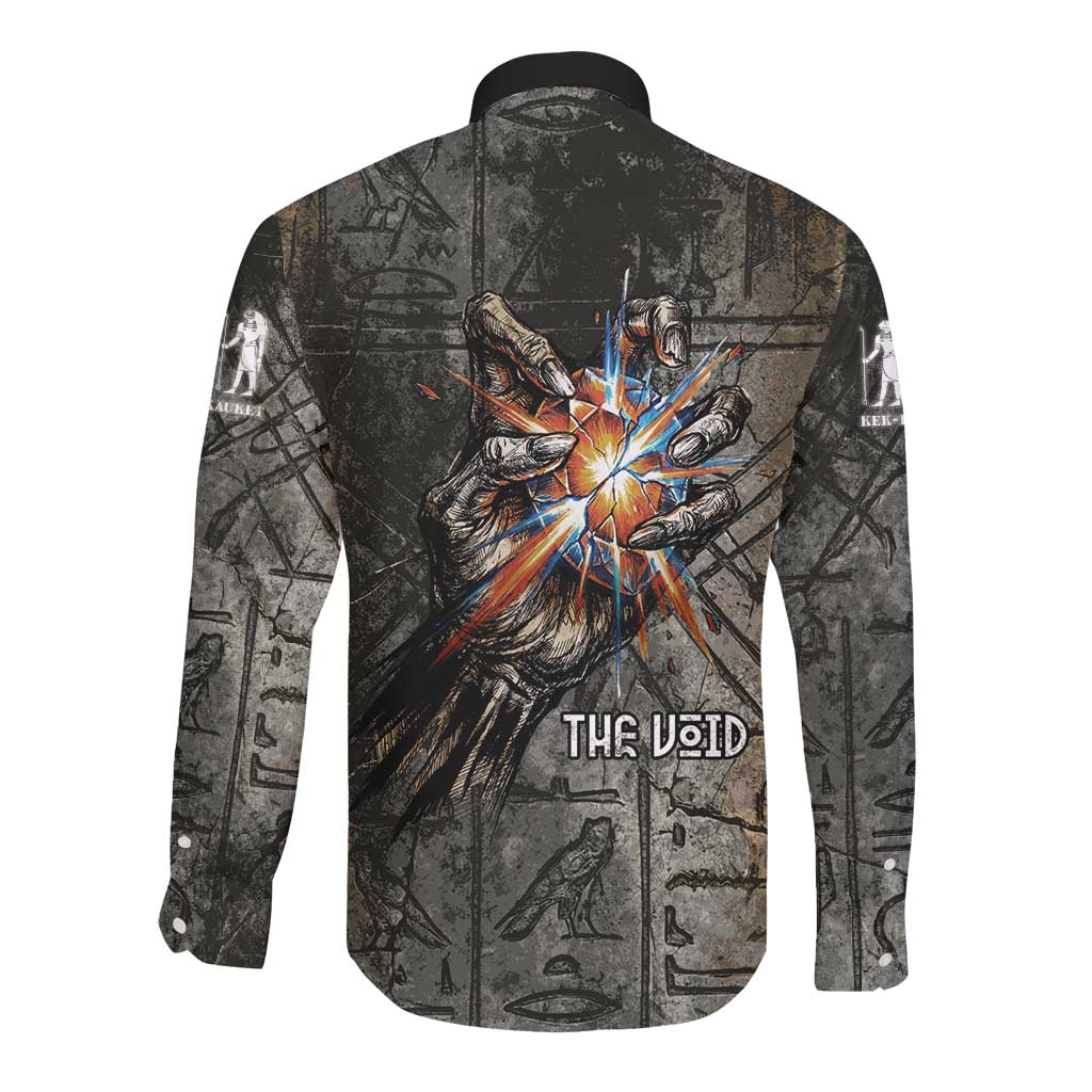 Egypt Kek and Kauket Long Sleeve Button Shirt Ancient Void Theme with Frog and Serpent Duality