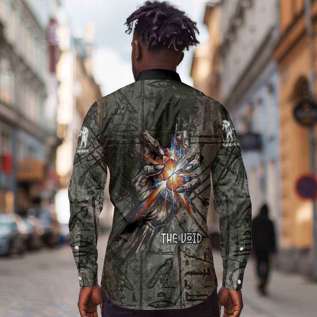 Egypt Kek and Kauket Long Sleeve Button Shirt Ancient Void Theme with Frog and Serpent Duality