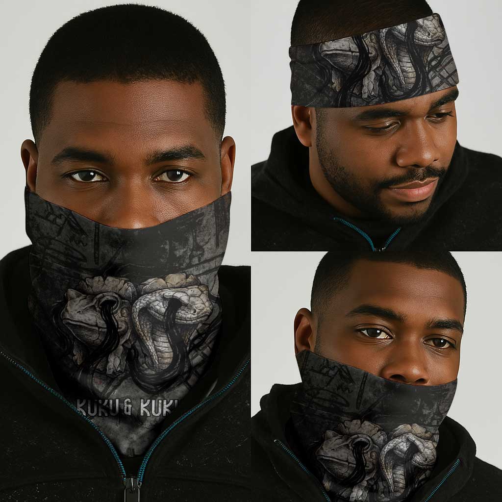 Egypt Kek and Kauket Neck Gaiter Ancient Void Theme with Frog and Serpent Duality
