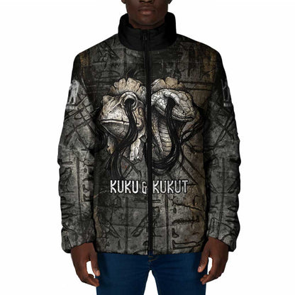 Egypt Kek and Kauket Padded Jacket Ancient Void Theme with Frog and Serpent Duality