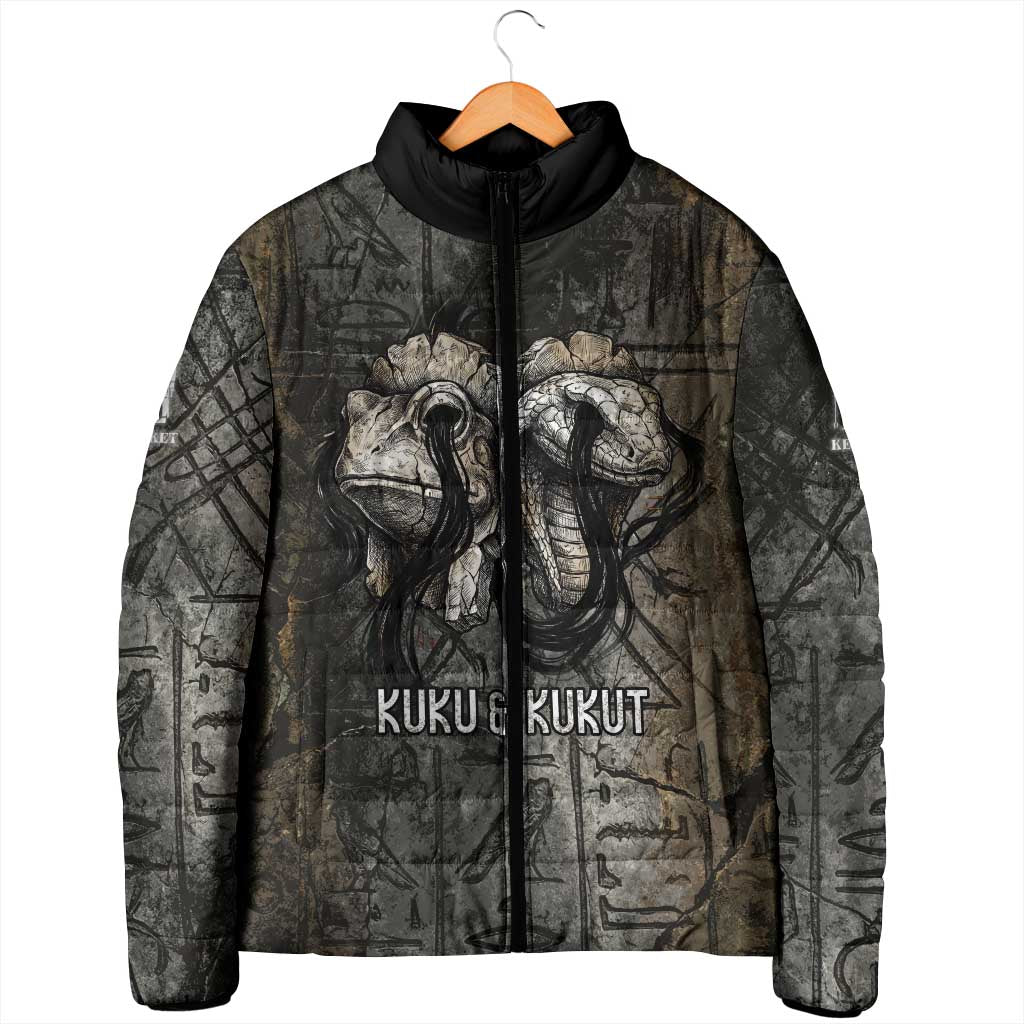 Egypt Kek and Kauket Padded Jacket Ancient Void Theme with Frog and Serpent Duality
