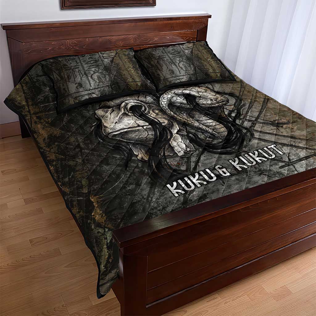 Egypt Kek and Kauket Quilt Bed Set Ancient Void Theme with Frog and Serpent Duality