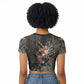Egypt Kek and Kauket Raglan Cropped T shirt Ancient Void Theme with Frog and Serpent Duality
