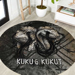 Egypt Kek and Kauket Round Carpet Ancient Void Theme with Frog and Serpent Duality