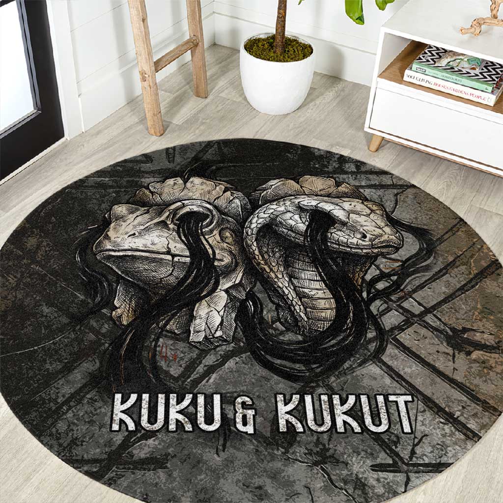 Egypt Kek and Kauket Round Carpet Ancient Void Theme with Frog and Serpent Duality
