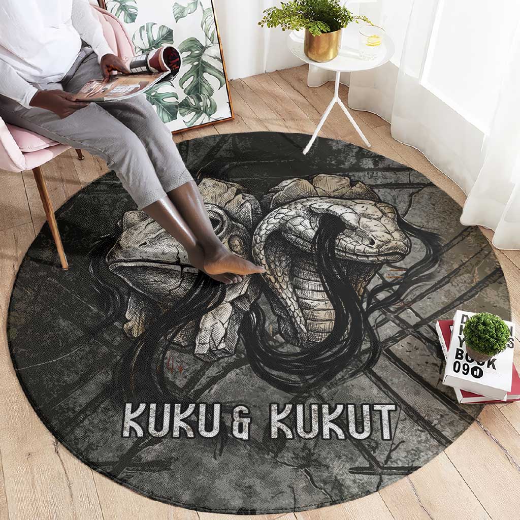 Egypt Kek and Kauket Round Carpet Ancient Void Theme with Frog and Serpent Duality