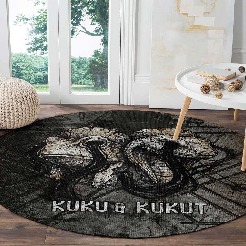 Egypt Kek and Kauket Round Carpet Ancient Void Theme with Frog and Serpent Duality