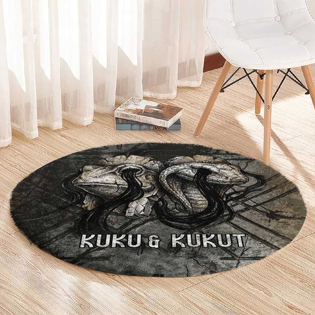 Egypt Kek and Kauket Round Carpet Ancient Void Theme with Frog and Serpent Duality