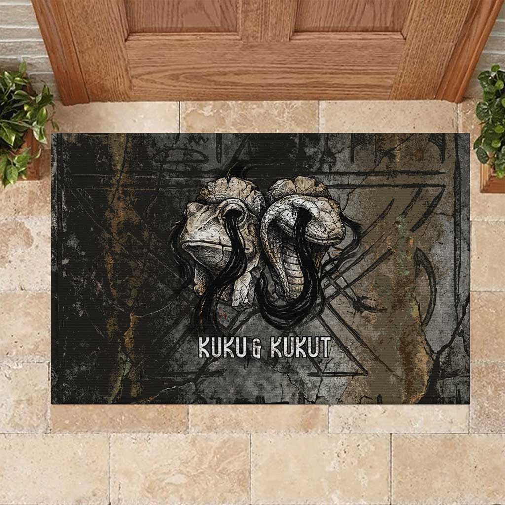 Egypt Kek and Kauket Rubber Doormat Ancient Void Theme with Frog and Serpent Duality