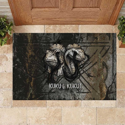 Egypt Kek and Kauket Rubber Doormat Ancient Void Theme with Frog and Serpent Duality